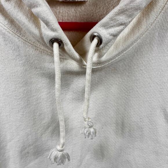 Champion Reverse Weave Hoodie L Cream GF757 Heavyweight Sweatshirt Logo Womens - Picture 13 of 16